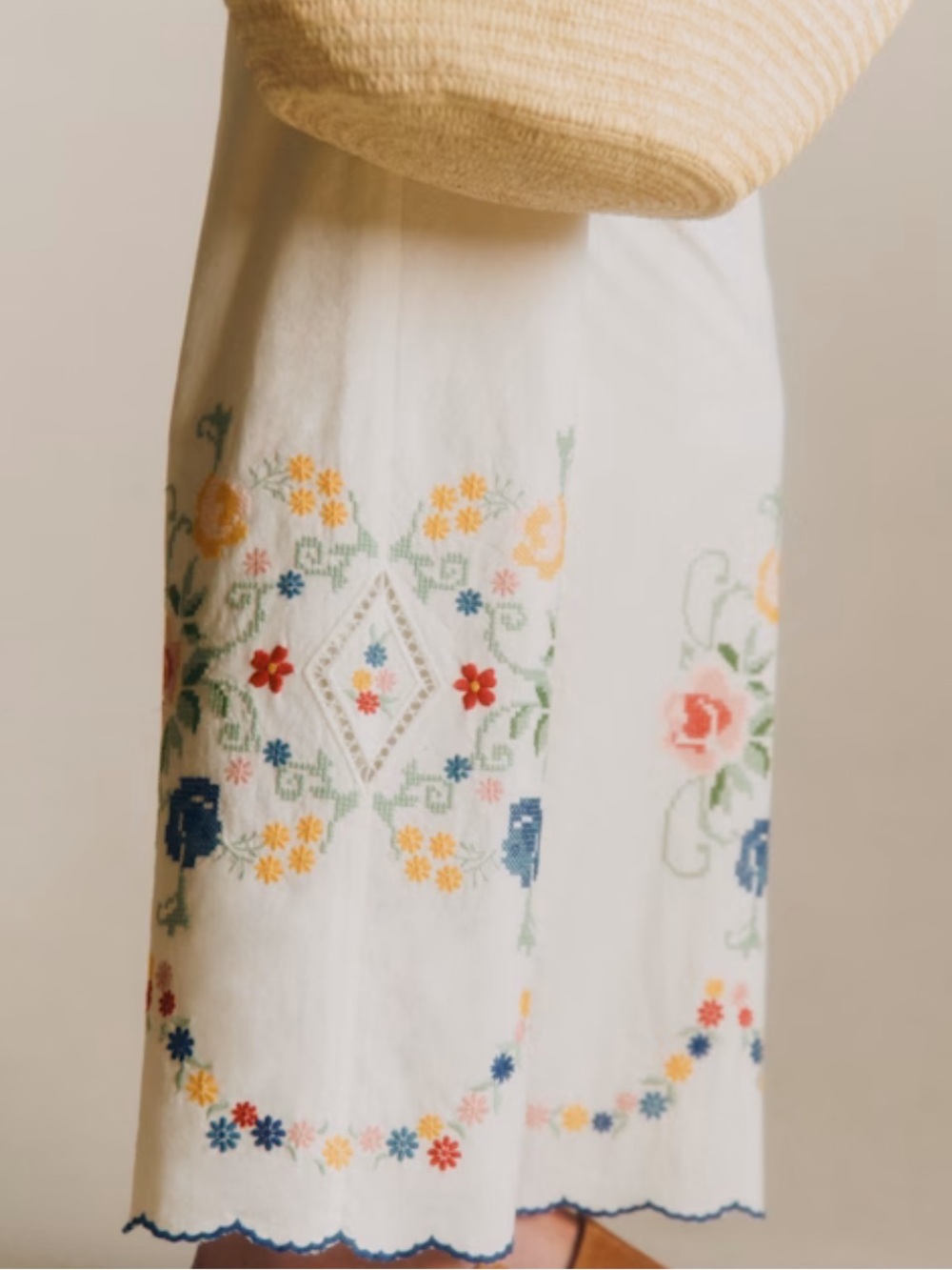 NWT SEZANE FAUSTO TROUSERS SPRING PLACED EMBROIDERY